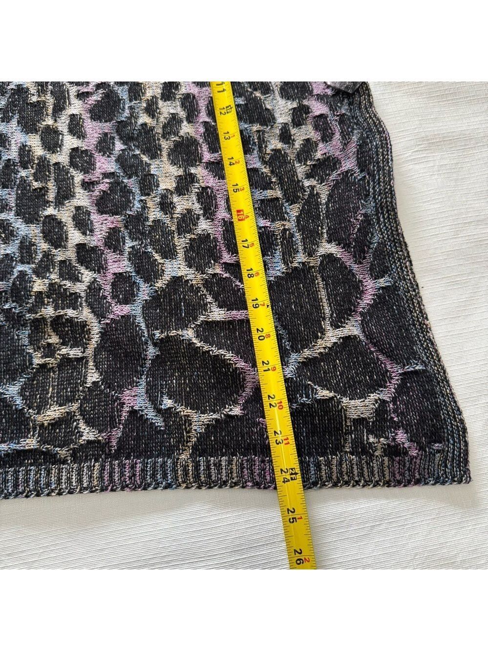Parkhurst Leopard Print Knit Top Cape- Black, Purple, Gray Large - Picture 7 of 7